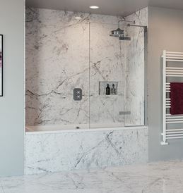 Crosswater OPTIX 10 180 Hinged Bath Screen with Inline Panel - Slate Left Hand