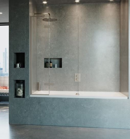 Crosswater Optix Left Hand Hinged Bath Screen With Inline Panel - Brushed Stainless Steel