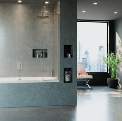 Crosswater Optix Right Hand Hinged Bath Screen With Inline Panel - Brushed Stainless Steel