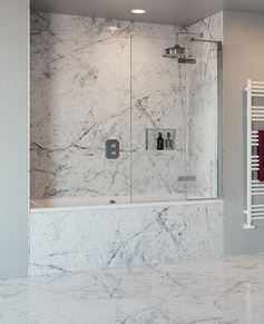 Crosswater OPTIX 10 90 Hinged Bath Screen with Inline Panel - Slate Left Hand