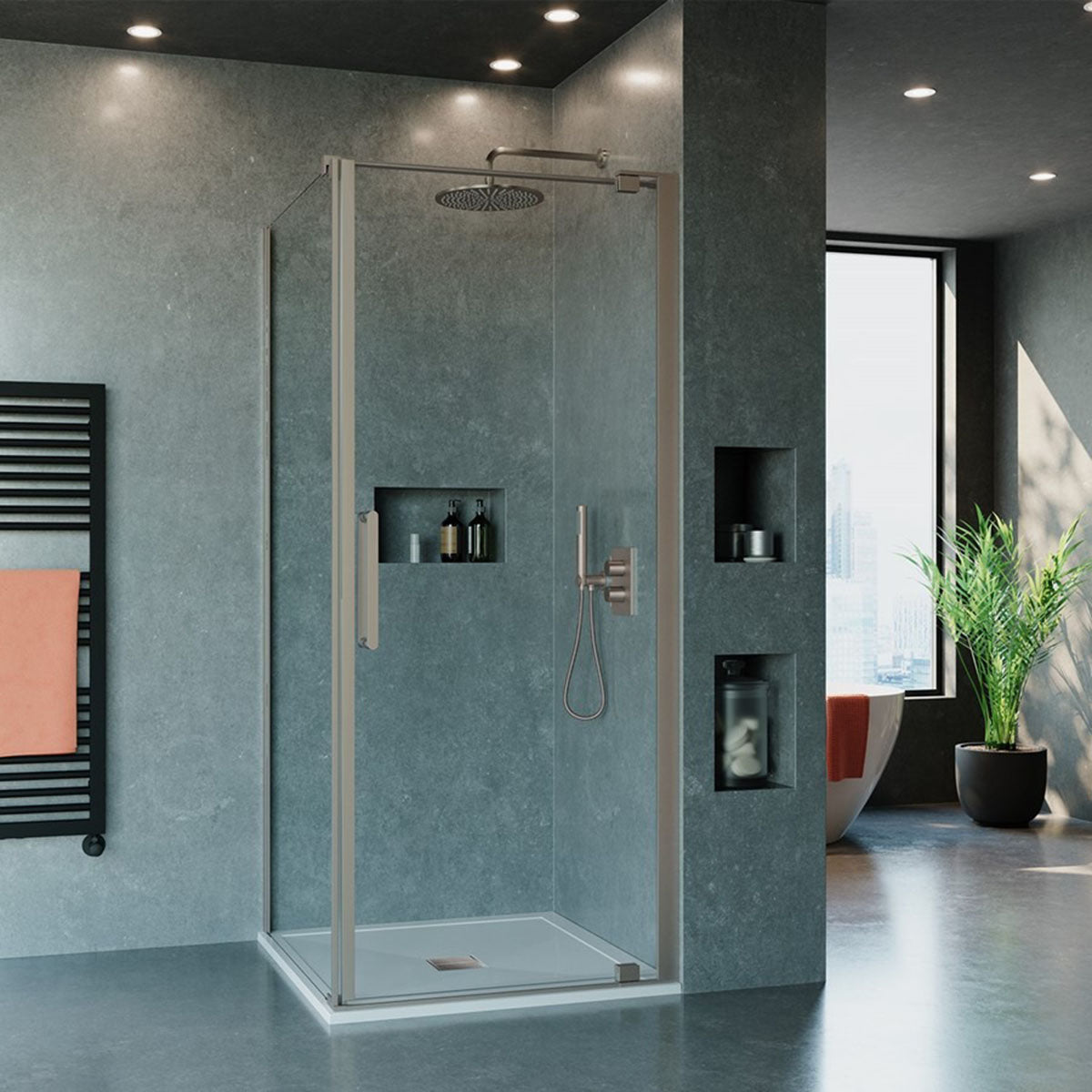 Crosswater Optix 900mm Brushed Stainless Steel Side Panel for Pivot Door