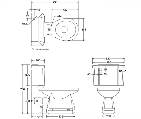 Burlington Medici Close Coupled Complete WC With White Lever