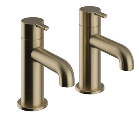 Dartmouth Bath Pillar Taps  Brushed Brass