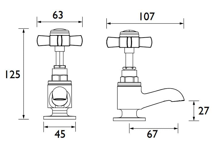 Dawlish Short Basin Taps Chrome