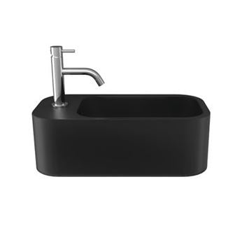 Crosswater Popolo Cloakroom Basin - Matt Black Left Handed - 480mm x 250mm