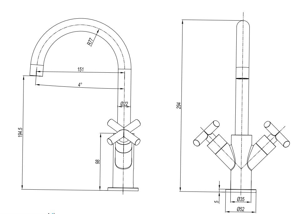 Crosswater MPRO Crosshead Basin Monobloc - Brushed Brass