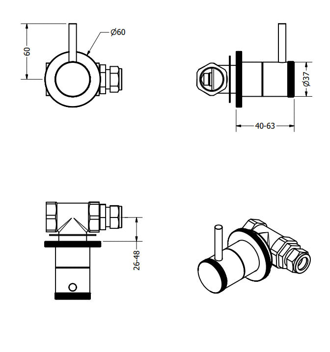 Crosswater MPRO Industrial Wall Mounted Stop Valves Chrome