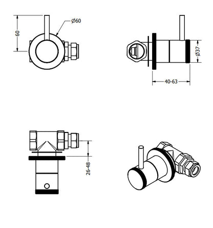 Crosswater MPRO Industrial Wall Mounted Stop Valves Chrome