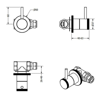 Crosswater MPRO Industrial Wall Mounted Stop Valves