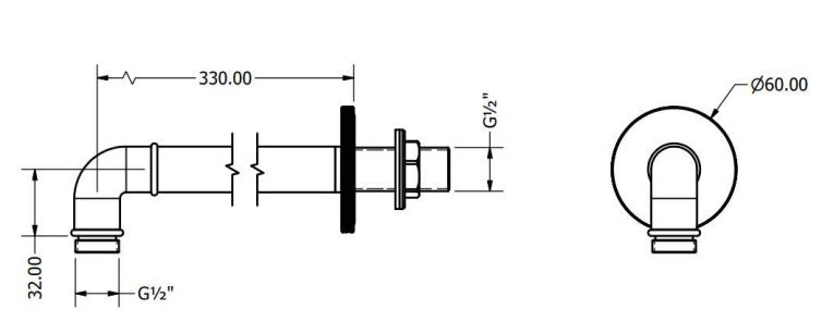 Crosswater MPRO Industrial Wall Mounted Shower Arm 330mm Matt Black