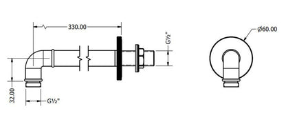 Crosswater MPRO Industrial Wall Mounted Shower Arm 330mm Matt Black