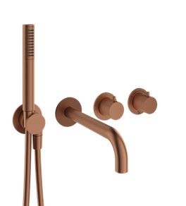 Crosswater MPRO Module 2 Outlet 2 Handle Bath/Shower Trim Set - Brushed Bronze