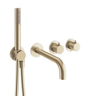 Crosswater MPRO Module 2 Outlet 2 Handle Bath/Shower Trim Set - Brushed Brass