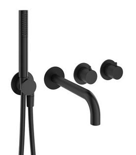Crosswater MPRO Module 2 Outlet 2 Handle Bath/Shower Trim Set - Matt Black