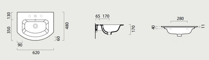 GSI Pura Design 620 x 480mm Curved Washbasin