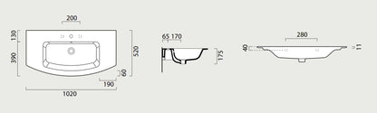 GSI Pura Design 1020 x 520mm Curved Washbasin