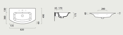 GSI Pura Design 820 x 490mm Curved Washbasin