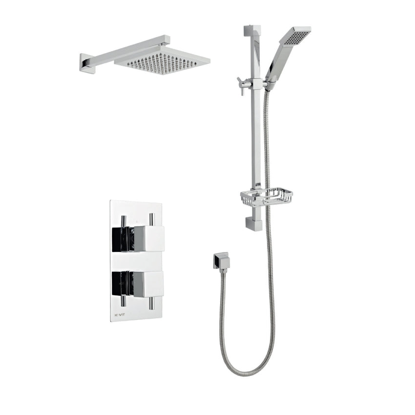 SW6 Pure Thermostatic Concealed Shower with Adjustable Slide Rail Kit & overhead Drencher Option 3