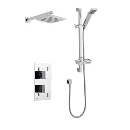 SW6 Pure Thermostatic Concealed Shower with Adjustable Slide Rail Kit & overhead Drencher Option 3