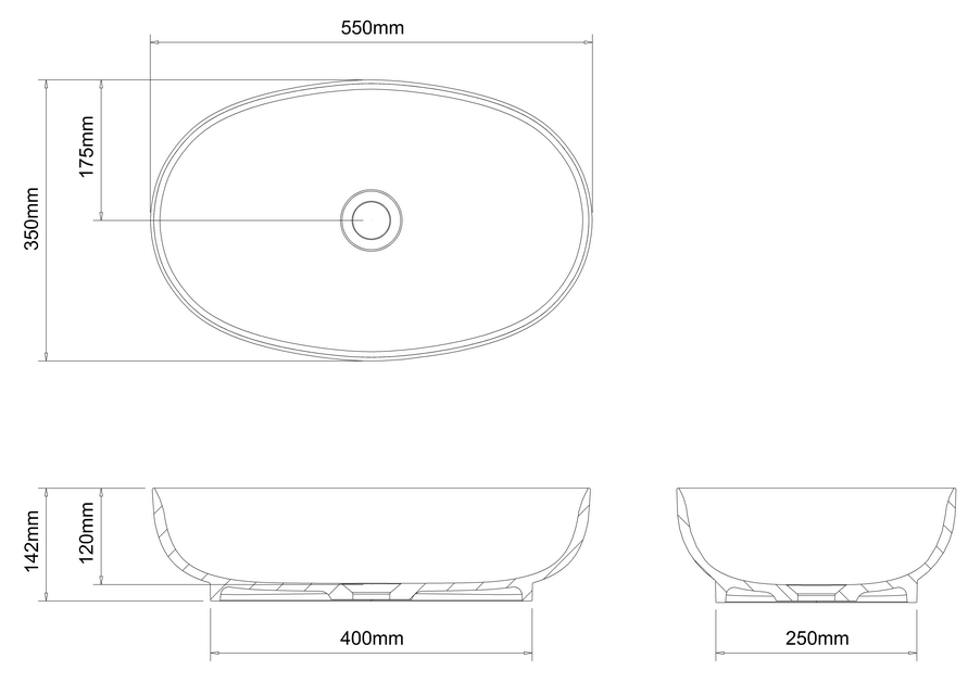 Clearwater Puro 550 x 350 ClearStone Sit On Basin