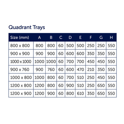 SW6 KT35 800mm Quadrant Shower Tray