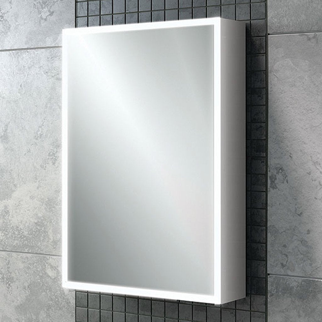 HIB Qubic 50 LED Mirror Cabinet 500x700mm w/ Charging Socket