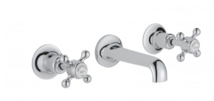 Just Taps Grosvenor Cross 3 Hole Wall Mounted Basin Mixer