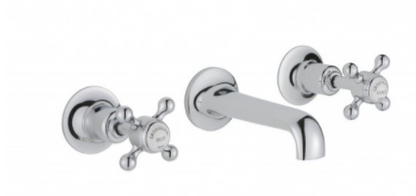 Just Taps Grosvenor Cross 3 Hole Wall Mounted Basin Mixer