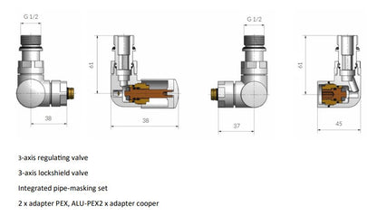 Crosswater MPRO Angled Rad Valve Brushed Brass