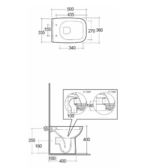 RAK Origin Back To Wall Pan - Modern & Space-Saving Design