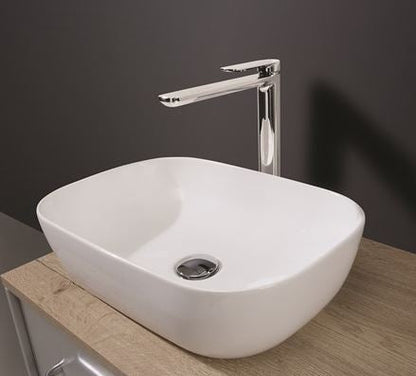 Real 490mm Curved Countertop Ceramic Basin - White