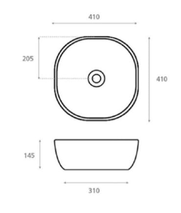 Real 410 x 145 x 410mm Square Countertop Basin - White