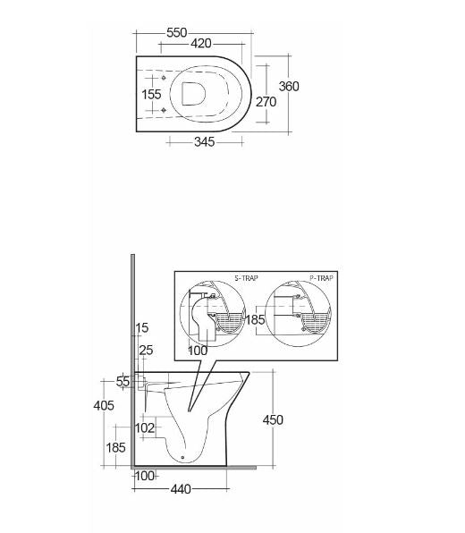 Rak Resort Extended Height 45cm Back To Wall Pan