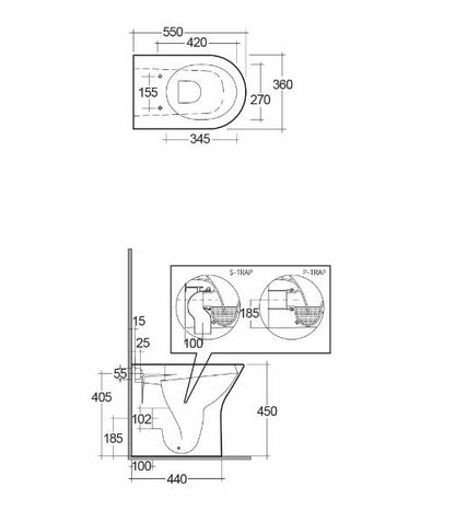 Rak Resort Extended Height 45cm Back To Wall Pan