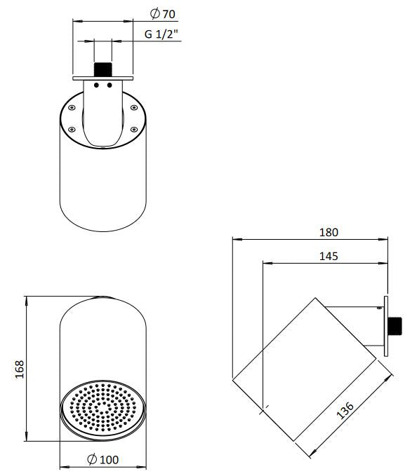 Crosswater Stainless Steel Effect Single Mode Shower Head