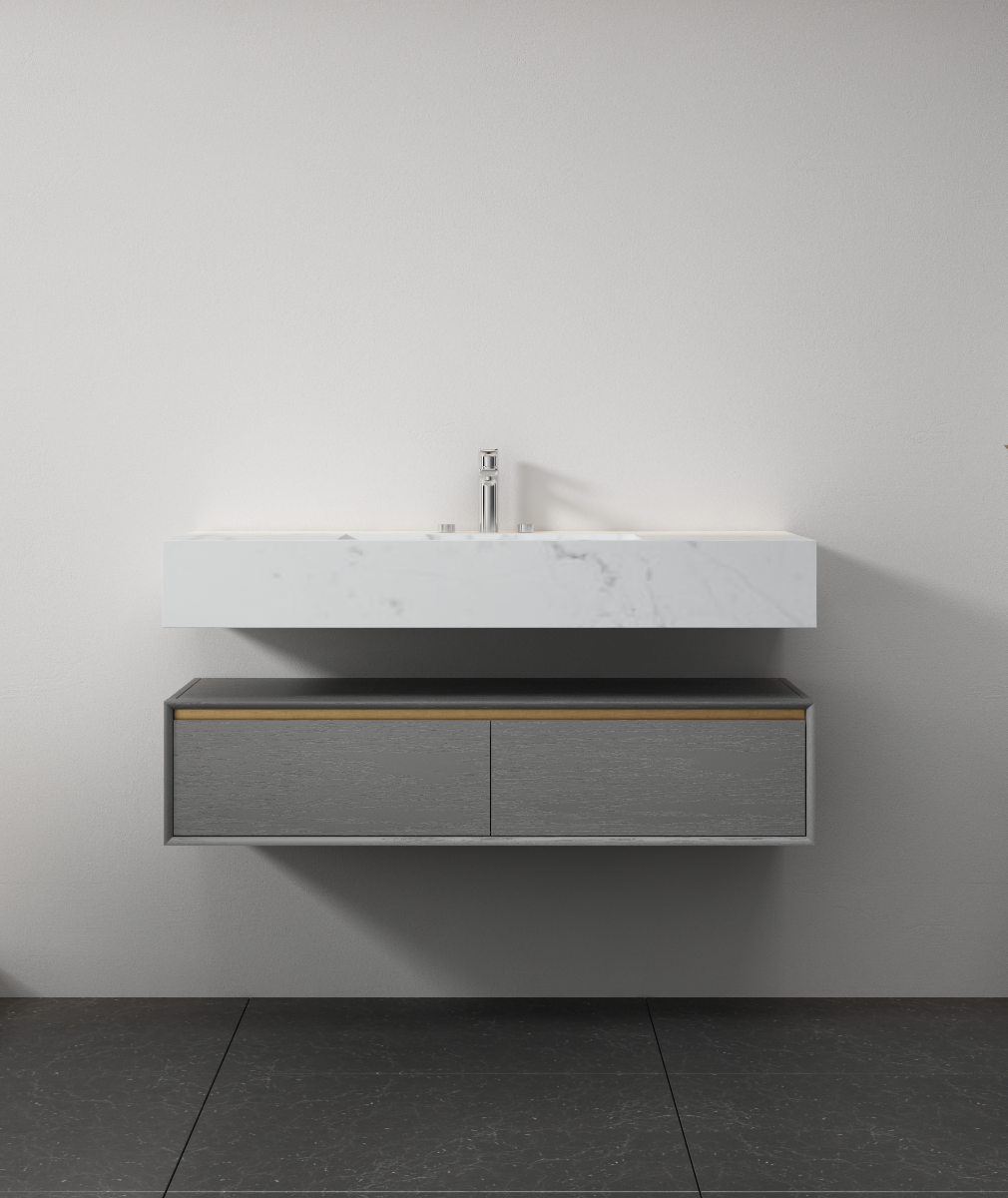 LUXE81 Rhine Grey Unit With 3TH Marble Stone Top