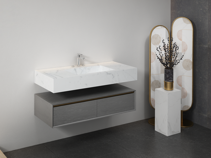 LUXE81 Rhine Grey Unit With 3TH Marble Stone Top