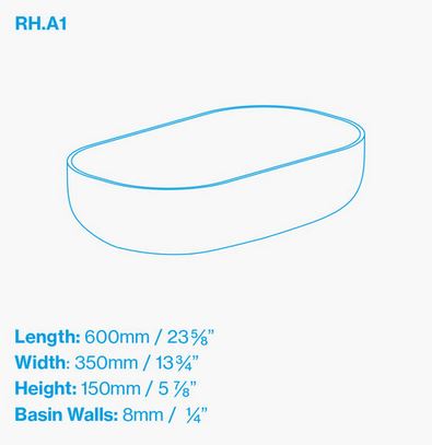 Kast Rho Counter Basin 600 x 350mm (Choose Colour)