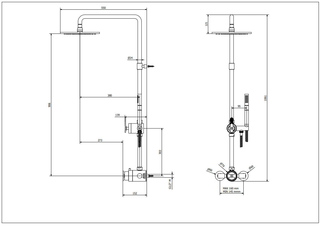Crosswater UNION Exposed Multifunction Shower Valve Matt Black