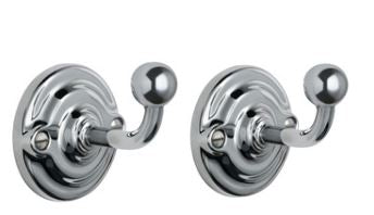 Lefroy Brooks Belle Aire Pair of Robe Hooks (choose finish)