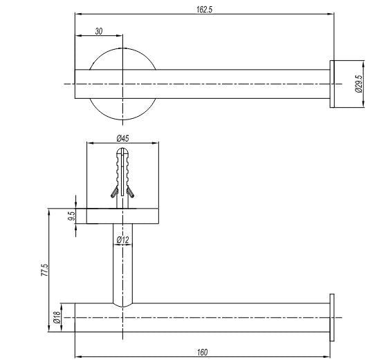 3ONE6 Wall Mounted Toilet Roll Holder - Stainless Steel