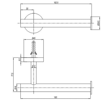3ONE6 Wall Mounted Toilet Roll Holder - Stainless Steel