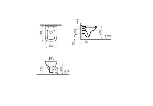 Vitra S20 Short Projection Wall Hung Pan - White