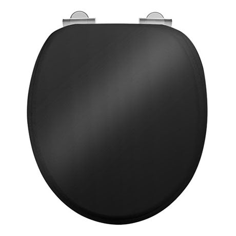 Burlington Black Gloss Soft Close Seat With Chrome Fittings