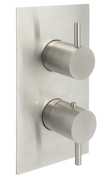 Just Taps Inox Thermostatic Concealed 2 Outlet Shower Valve