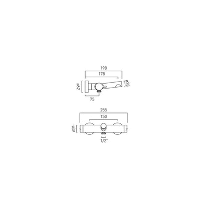 Vado Safari Lever Wall Mounted Exposed Thermostatic Bath Shower Mixer with Easyfit Brackets