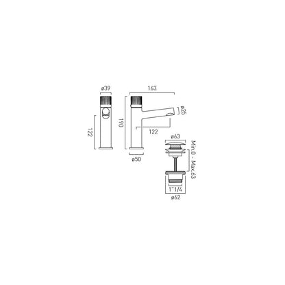 Vado Safari Leverless Cold Start Mono Basin Mixer for Low Pressure System with Universal Basin Waste