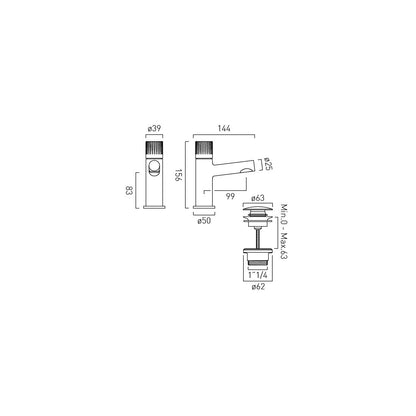 Vado Safari Leverless Cold Start Mini Mono Basin Mixer with Universal Basin Waste