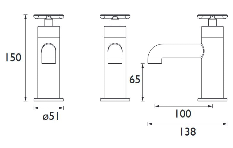 Salcombe Chrome Bath Pillar Taps