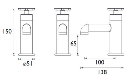 Salcombe Chrome Bath Pillar Taps